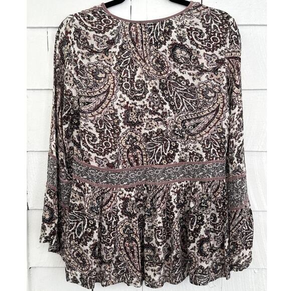 American Eagle Women M Boho Peasant Top Paisley Flowy Romantic Victorian Cottage - Picture 2 of 11